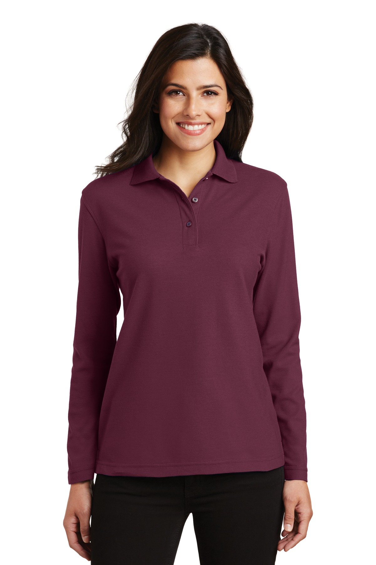 Port Authority Women's Silk Touch Long Sleeve Polo.  L500LS - Image 10