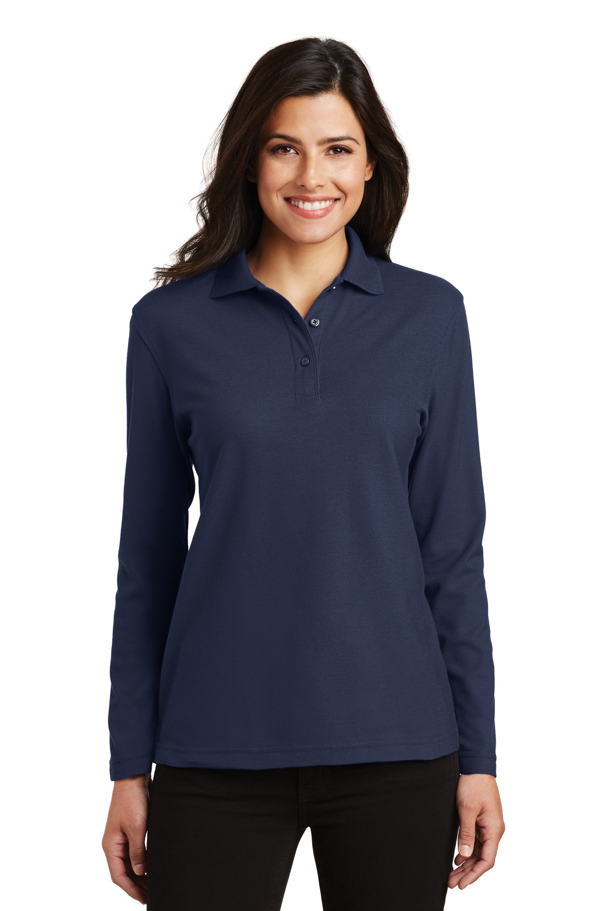 Port Authority Women's Silk Touch Long Sleeve Polo.  L500LS - Image 16