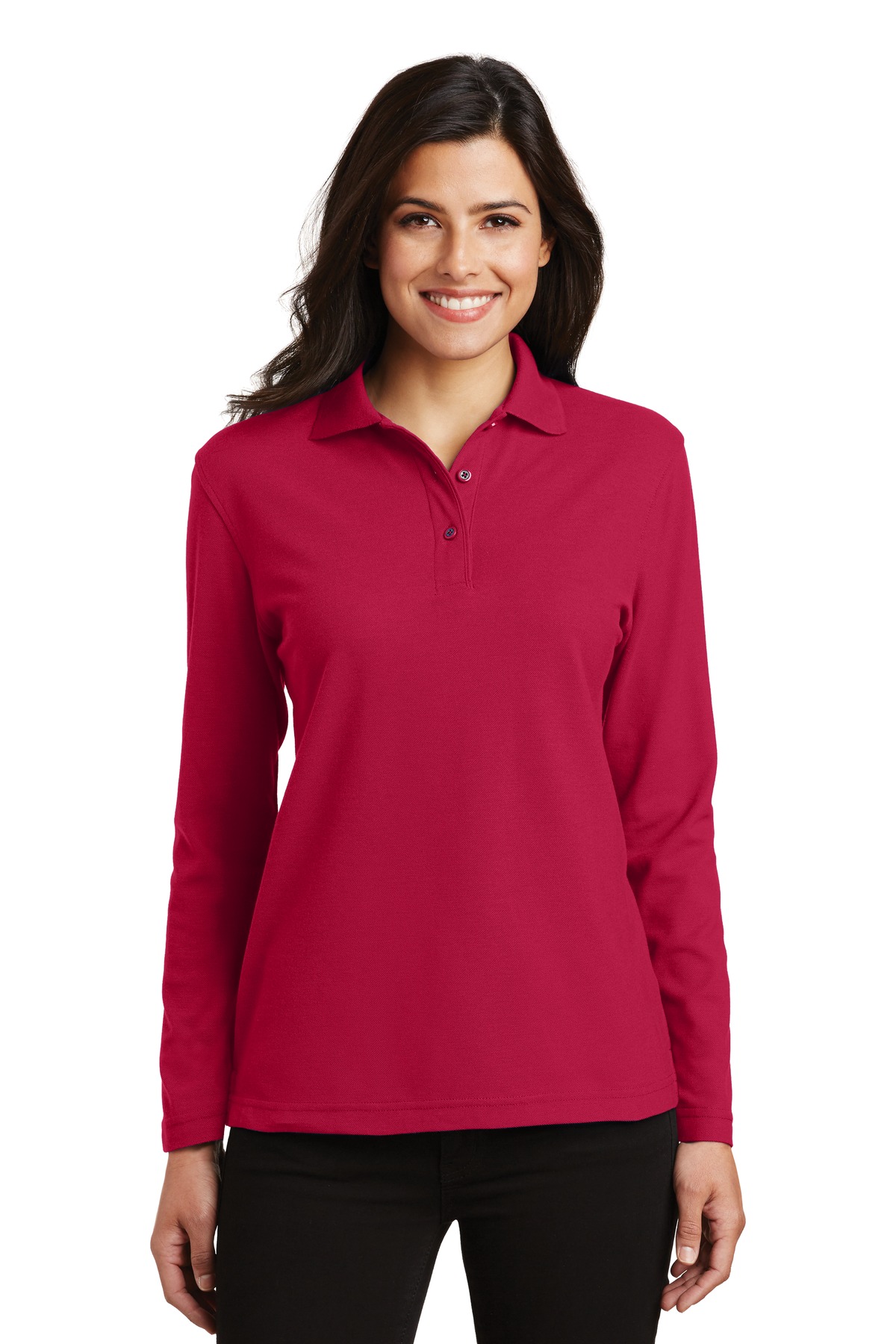 Port Authority Women's Silk Touch Long Sleeve Polo.  L500LS - Image 22