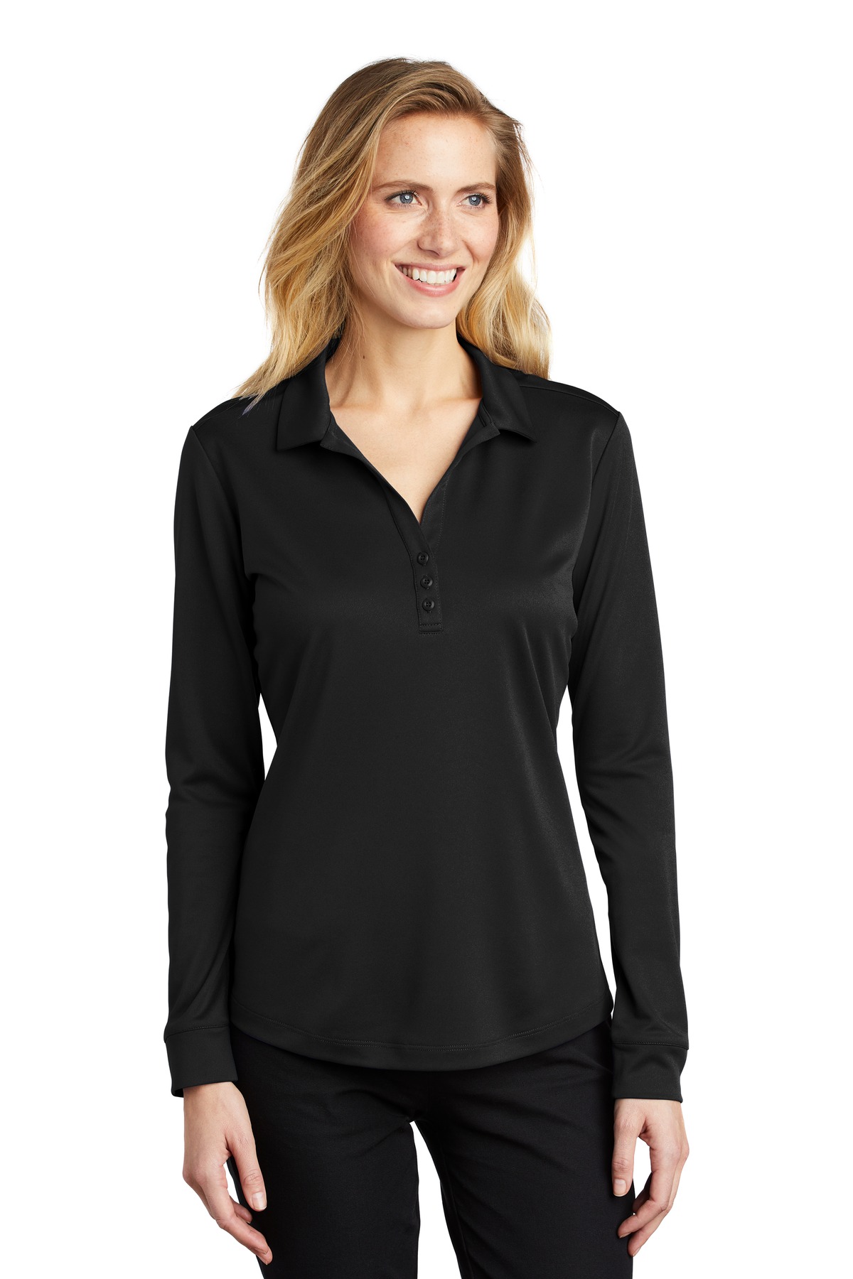 Port Authority  Women's Silk Touch   Performance Long Sleeve Polo. L540LS - Image 1