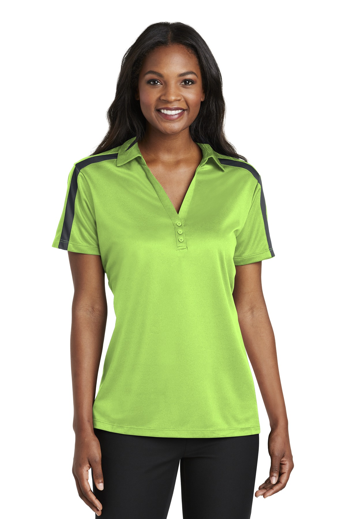 Port Authority Women's Silk Touch Performance Colorblock Stripe Polo. L547 - Image 18