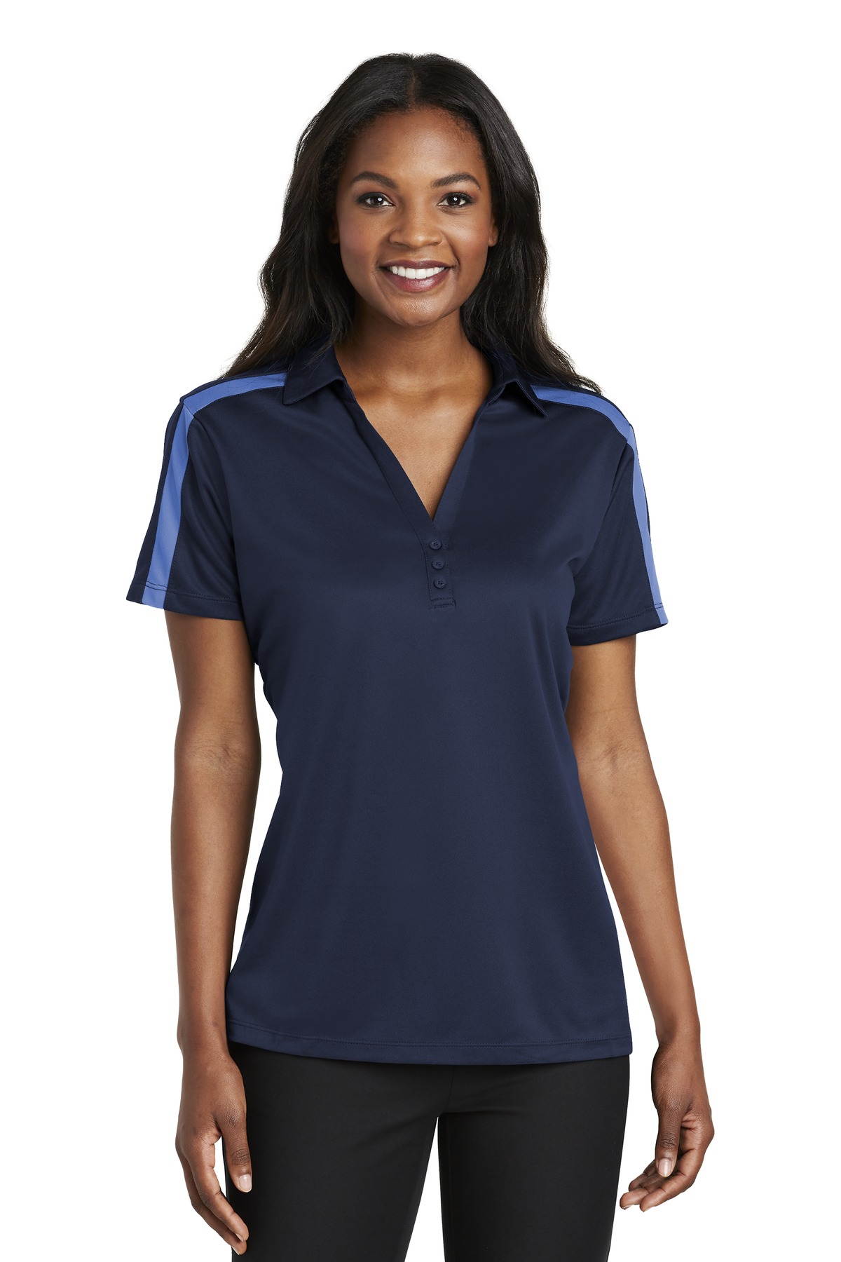 Port Authority Women's Silk Touch Performance Colorblock Stripe Polo. L547 - Image 25
