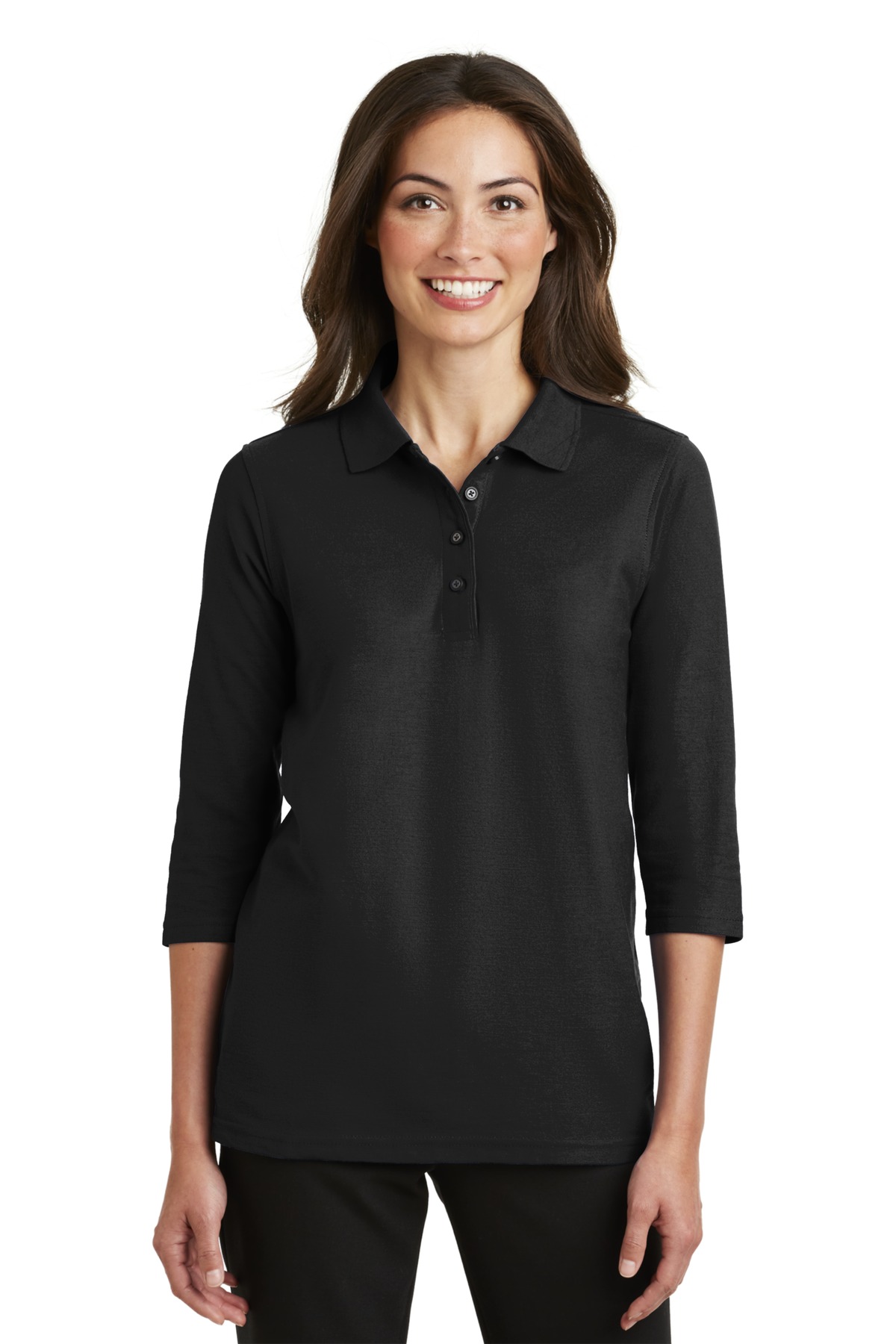 Port Authority Women's Silk Touch 3/4-Sleeve Polo. L562 - Image 1