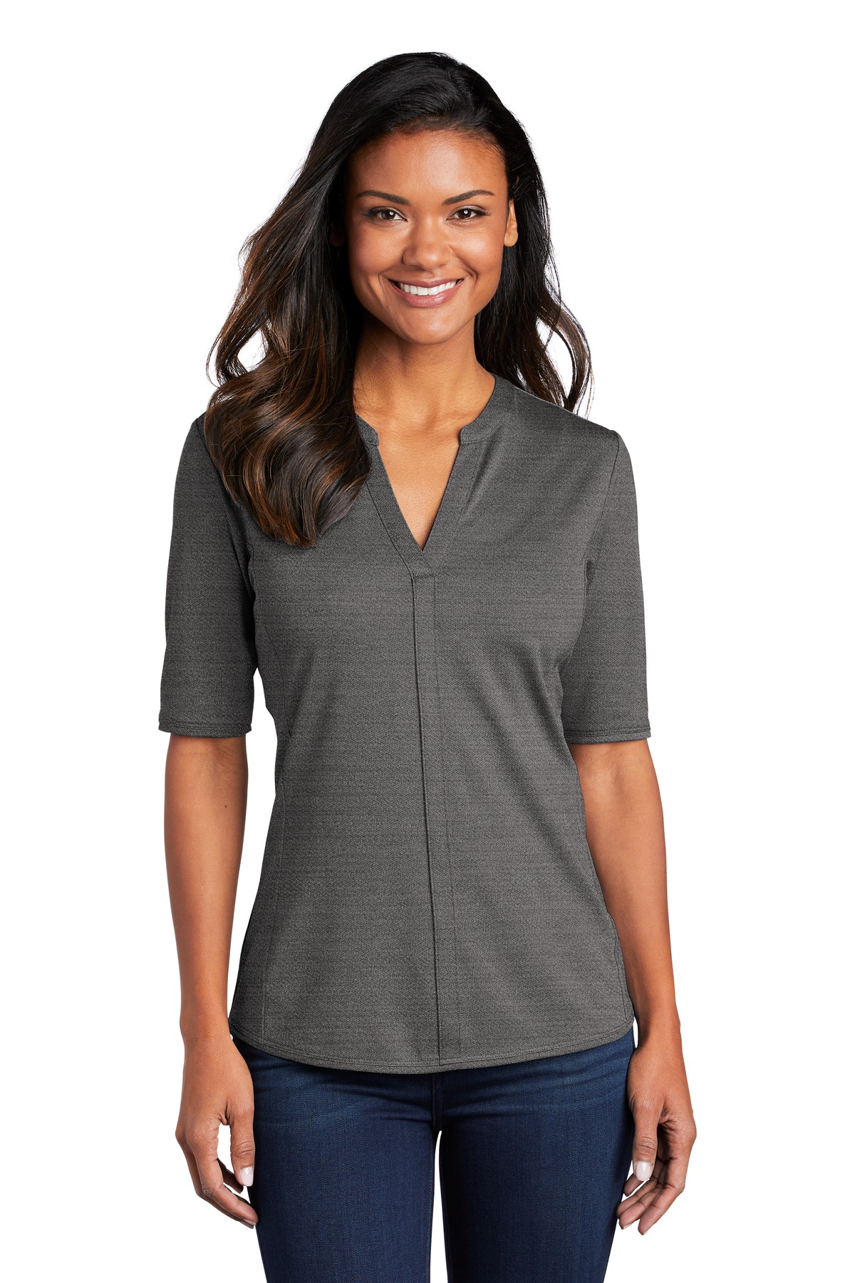 Port Authority  Women's Stretch Heather Open Neck Top  LK583 - Image 1