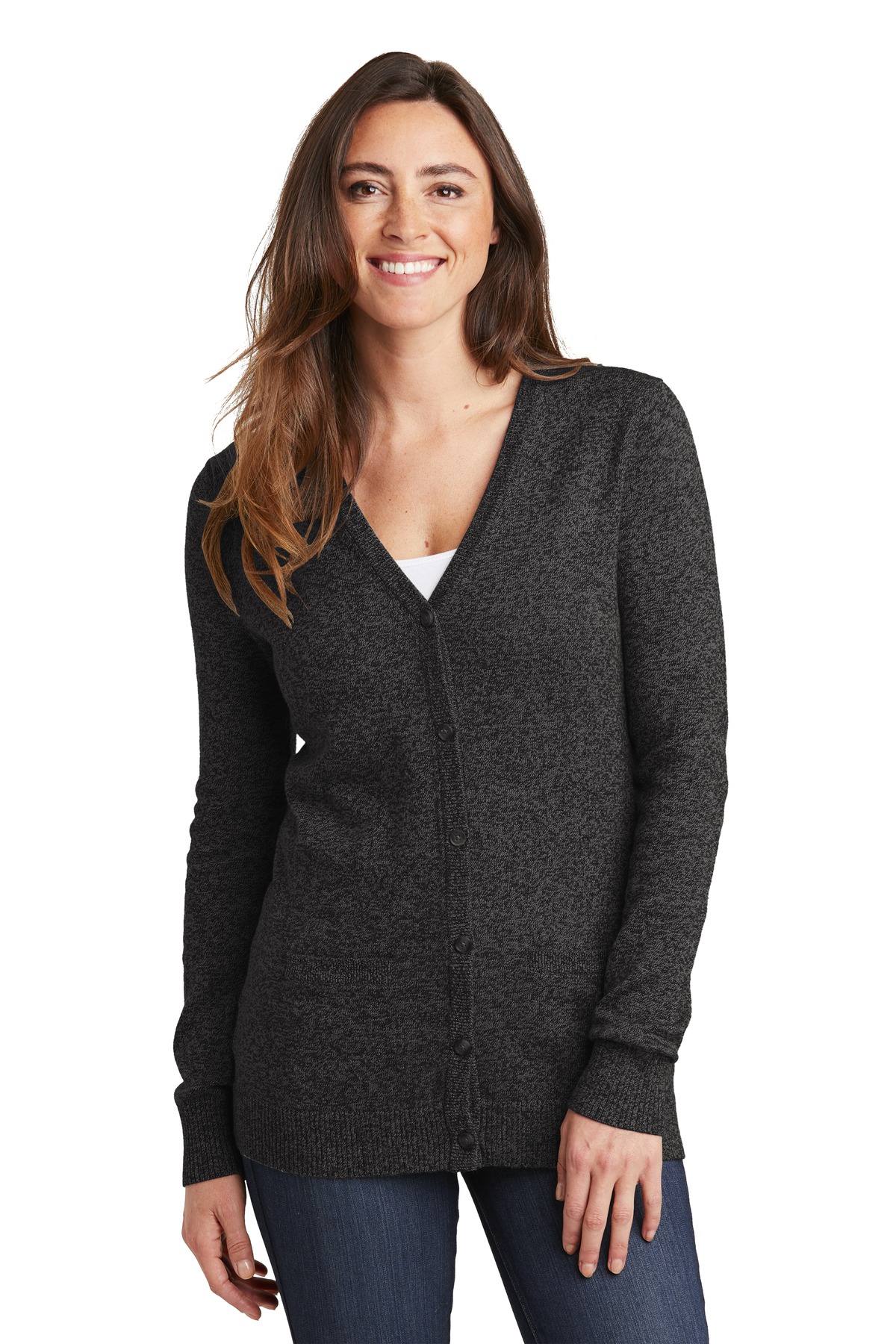 Port Authority  Women's Marled Cardigan Sweater. LSW415 - Image 1