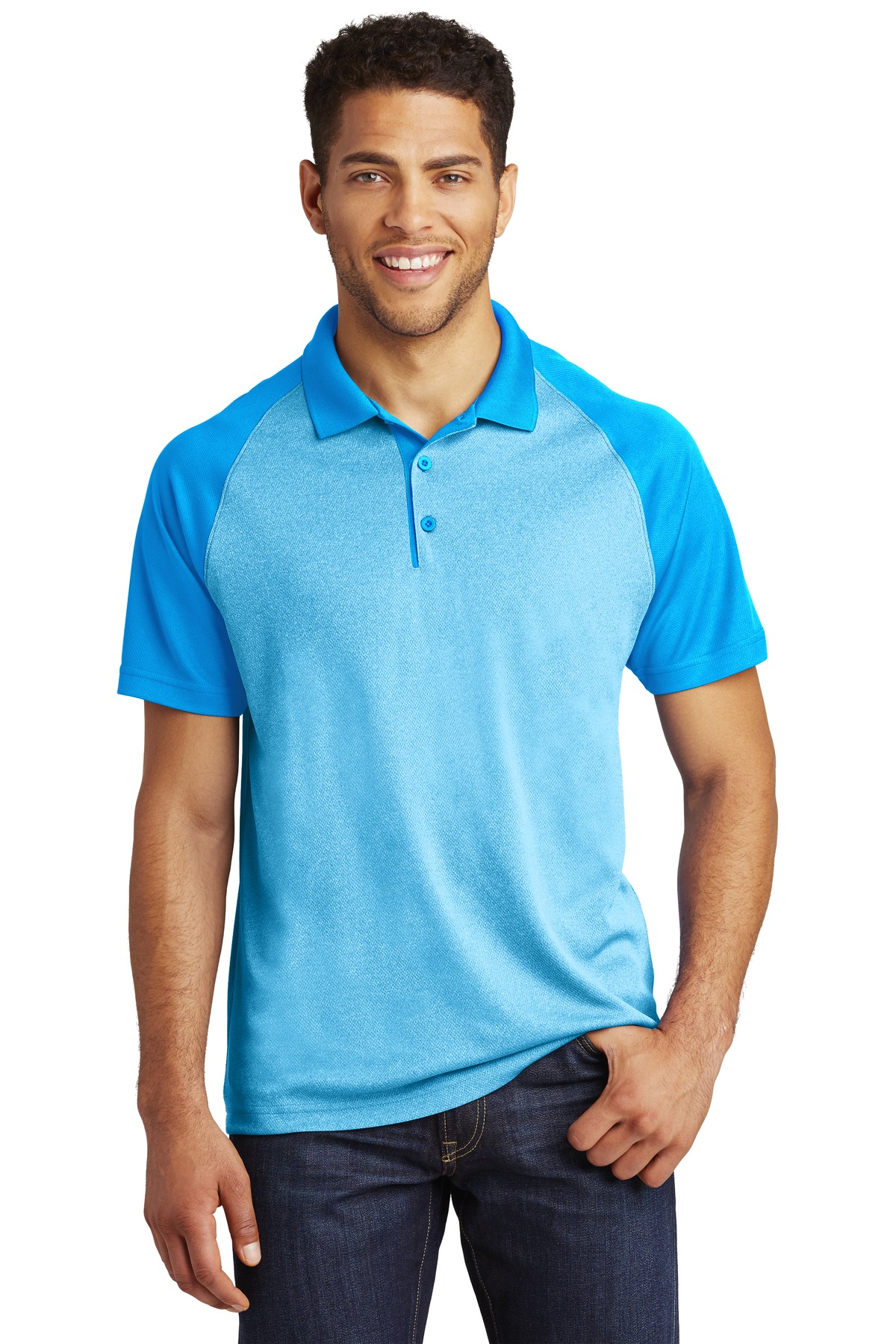 Sport-Tek  PosiCharge  RacerMesh  Raglan Heather Block Polo. ST641 - Image 12