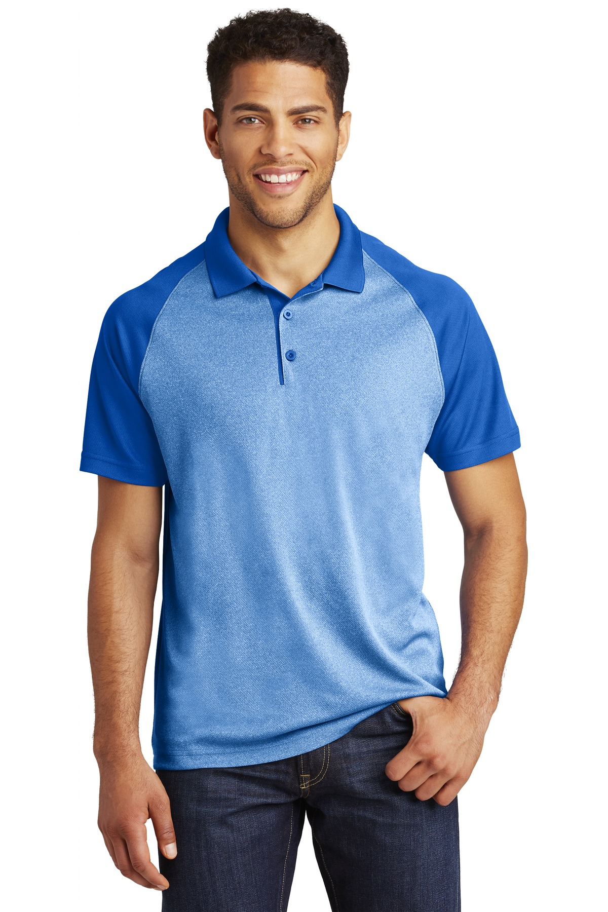 Sport-Tek  PosiCharge  RacerMesh  Raglan Heather Block Polo. ST641 - Image 28
