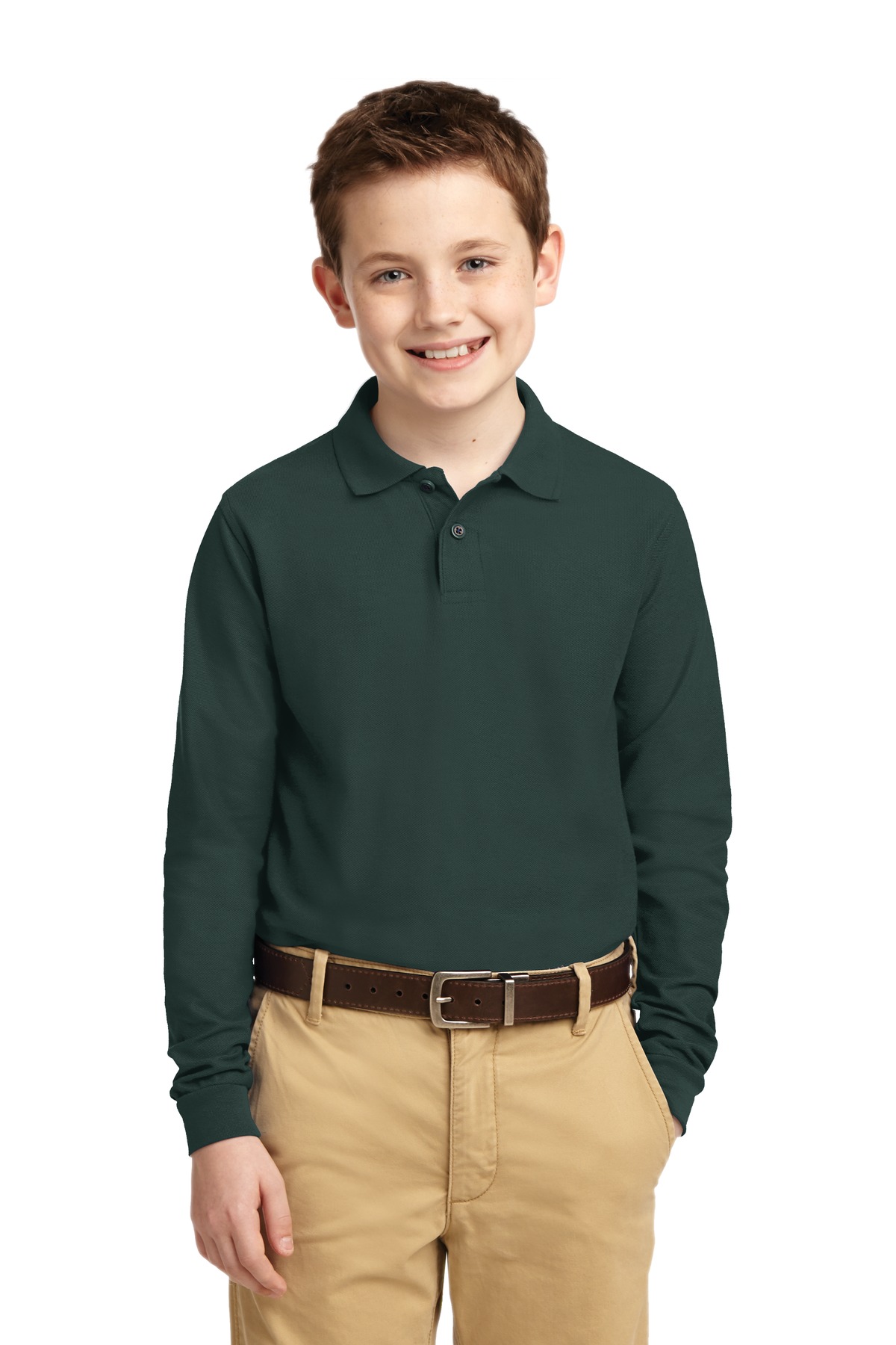 Port Authority Youth Long Sleeve Silk Touch Polo.  Y500LS - Image 1